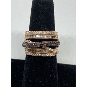 Cubic Zirconia SR2086R 14K Rose Gold-Plated Sterling Silver Ring MSRP $135 NM56